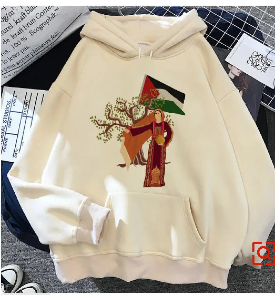 Palestine Hoodie Women Designer Graphic Female Kw16254 Khaki / L Clothes