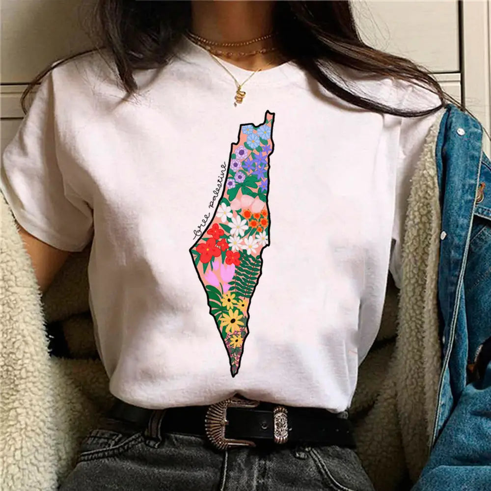 Palestine T-Shirts Women Comic Japanese Tshirt Female Funny Clothes