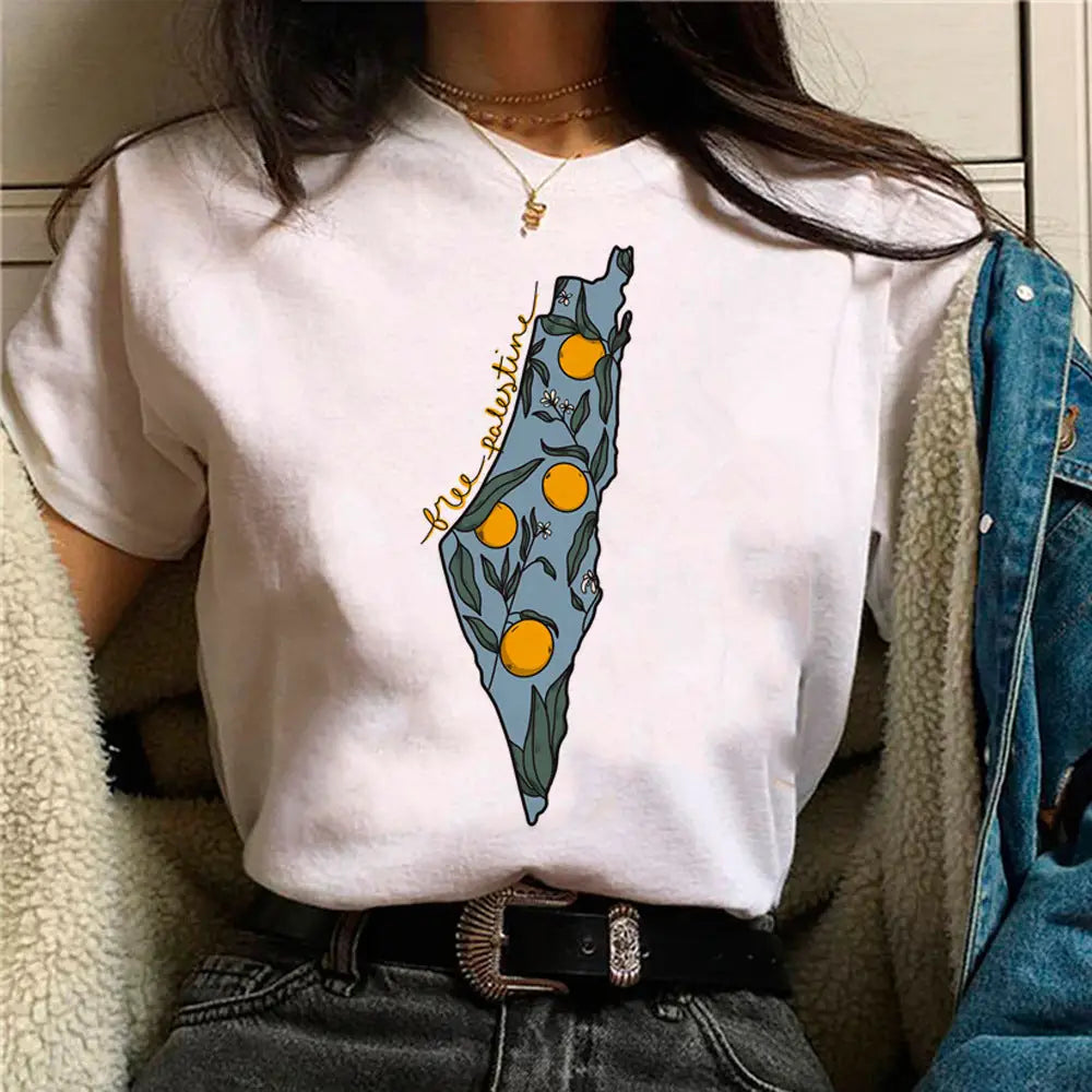 Palestine T-Shirts Women Comic Japanese Tshirt Female Funny Style 13047 / L Clothes