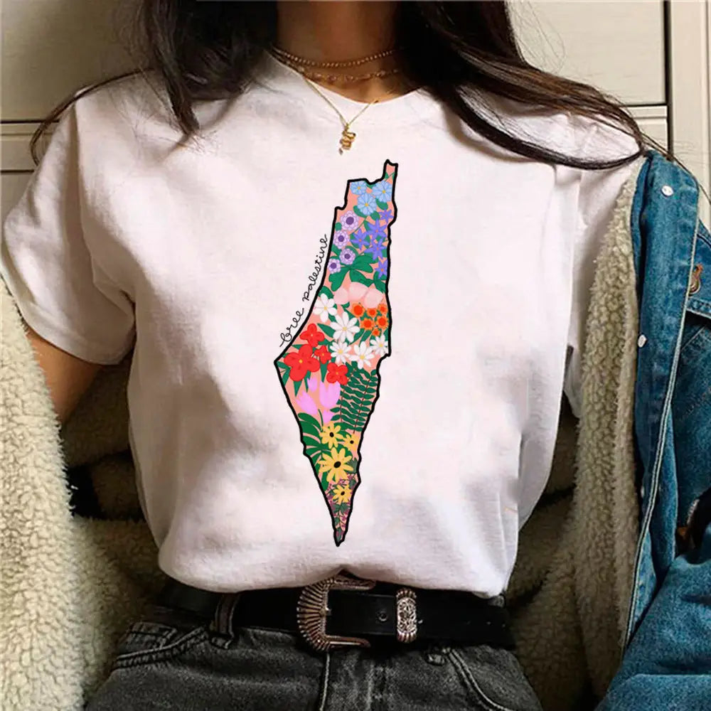 Palestine T-Shirts Women Comic Japanese Tshirt Female Funny Style 13048 / L Clothes