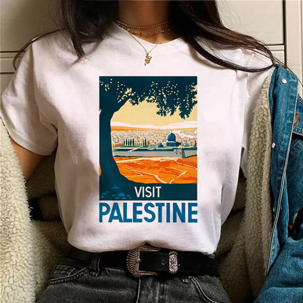 Palestine T-Shirts Women Comic Japanese Tshirt Female Funny Style 13049 / L Clothes