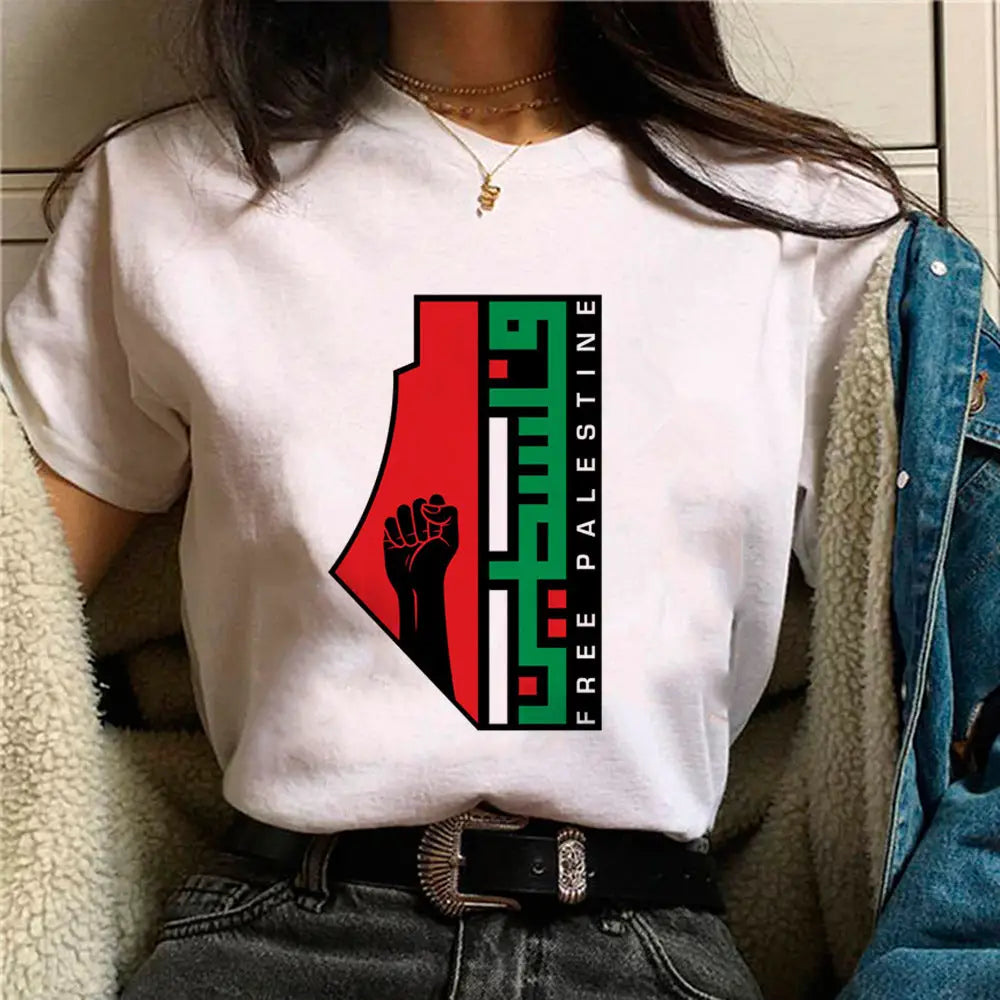 Palestine T-Shirts Women Comic Japanese Tshirt Female Funny Style 13050 / L Clothes