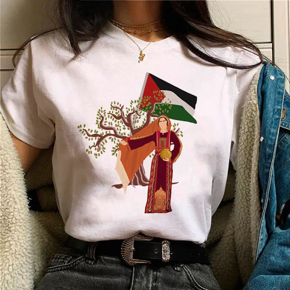 Palestine T-Shirts Women Comic Japanese Tshirt Female Funny Style 13051 / L Clothes