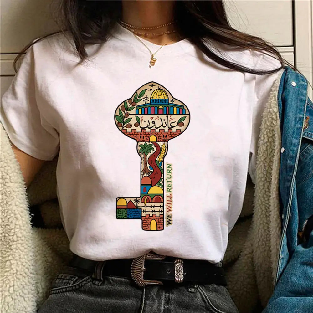 Palestine T-Shirts Women Comic Japanese Tshirt Female Funny Style 13052 / L Clothes