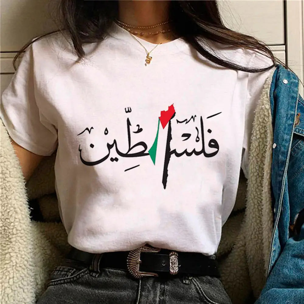 Palestine T-Shirts Women Comic Japanese Tshirt Female Funny Style 13053 / L Clothes