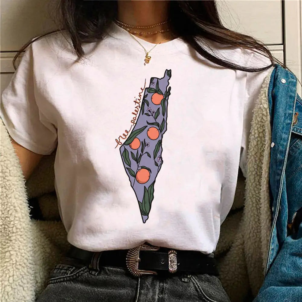 Palestine T-Shirts Women Comic Japanese Tshirt Female Funny Style 13055 / L Clothes