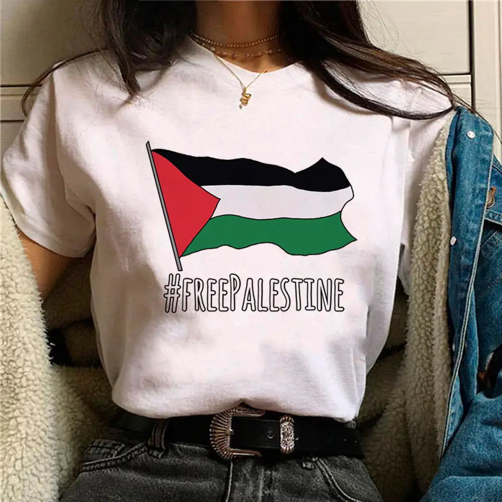 Palestine T-Shirts Women Comic Japanese Tshirt Female Funny Style 13057 / L Clothes