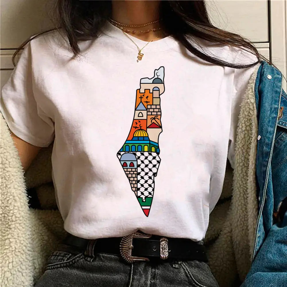 Palestine T-Shirts Women Comic Japanese Tshirt Female Funny Style 13058 / L Clothes