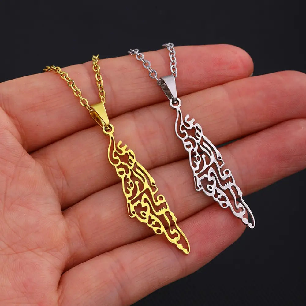 Stainless Steel Palestine Map Necklace Accessories