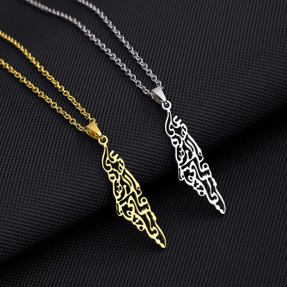 Stainless Steel Palestine Map Necklace Accessories