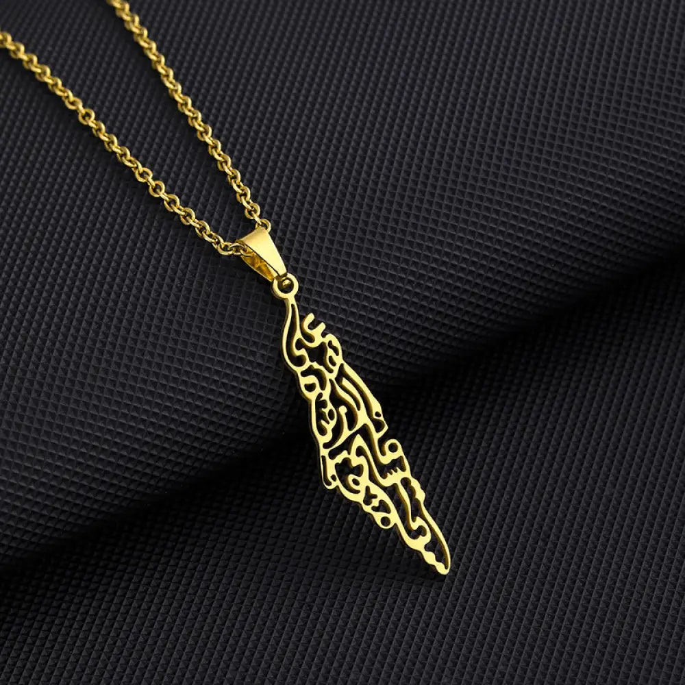 Stainless Steel Palestine Map Necklace Gold Accessories